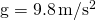 \sisetup{per-mode = symbol} \mathrm{g} = \SI{9.8}{\meter\per\square\second}