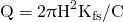 \begin{equation*} \mathrm{Q = 2 \uppi H^{2} K_{fs} / C} \end{equation*}