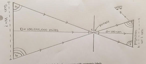 Student’s ray diagram showing corresponding congruent angles.