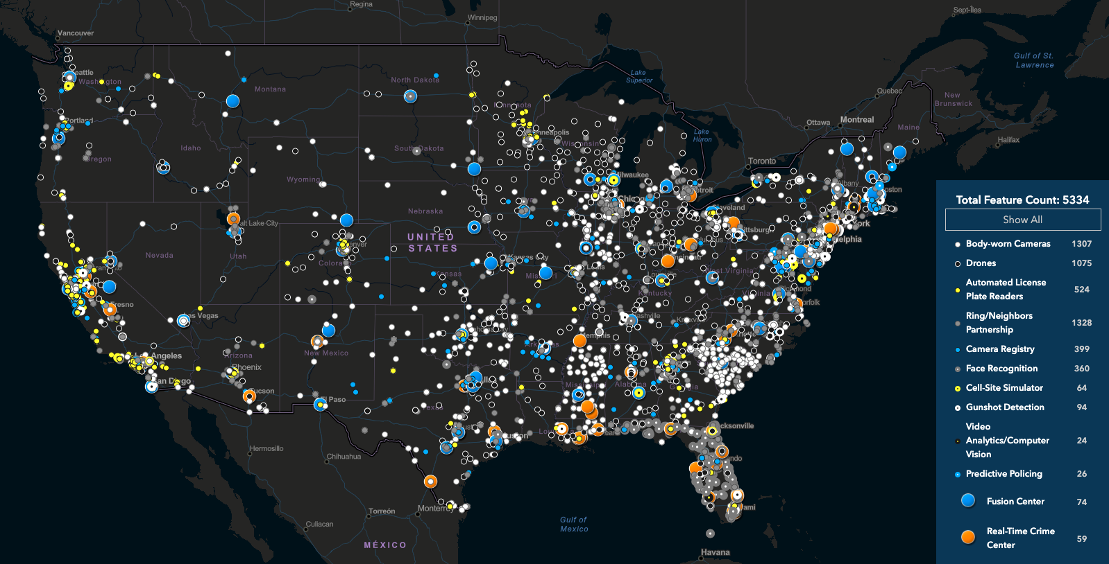 Atlas of police surveillance technologies.