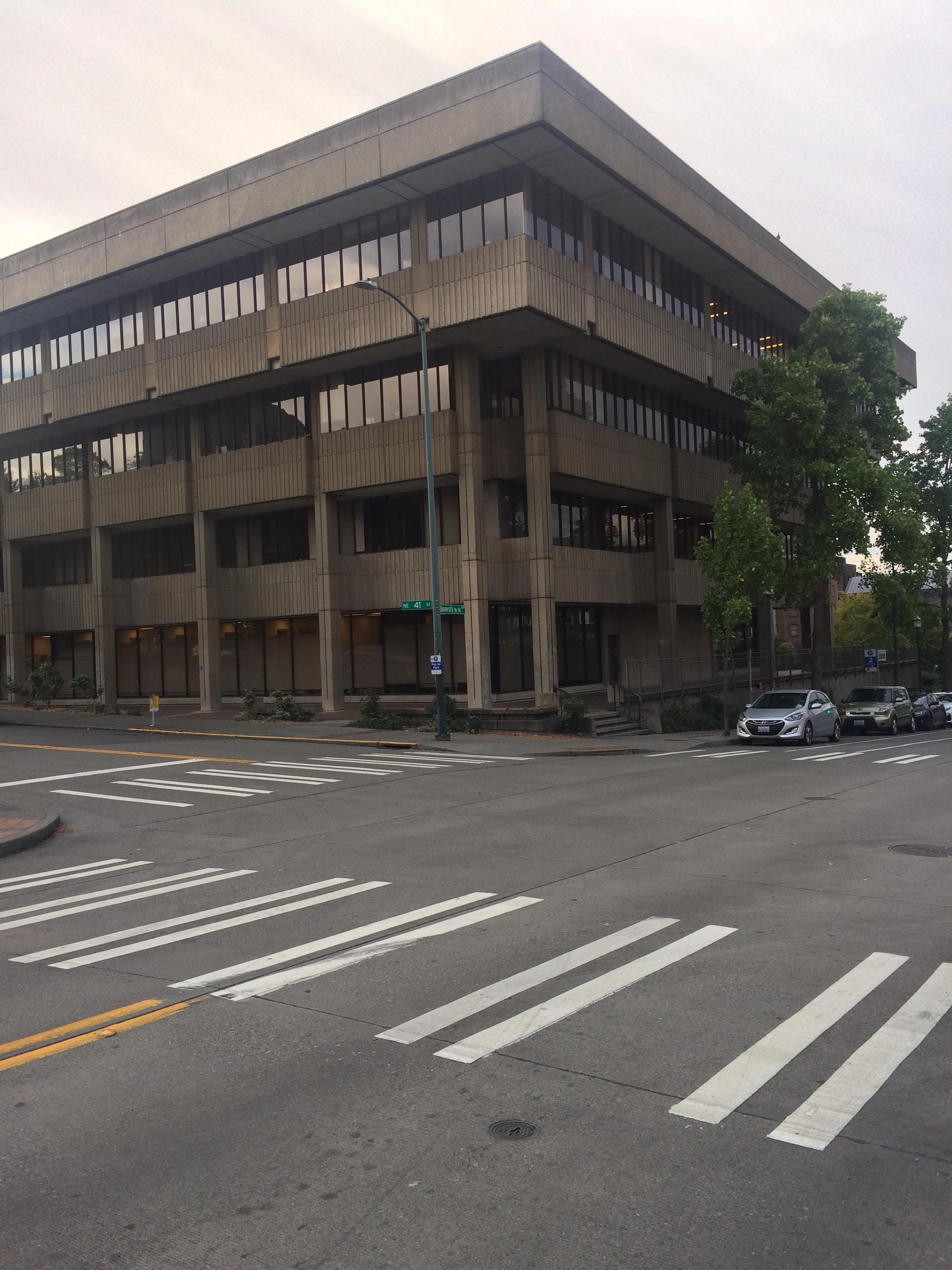 Picture of a brutalist building I took on campus at the University of Washington