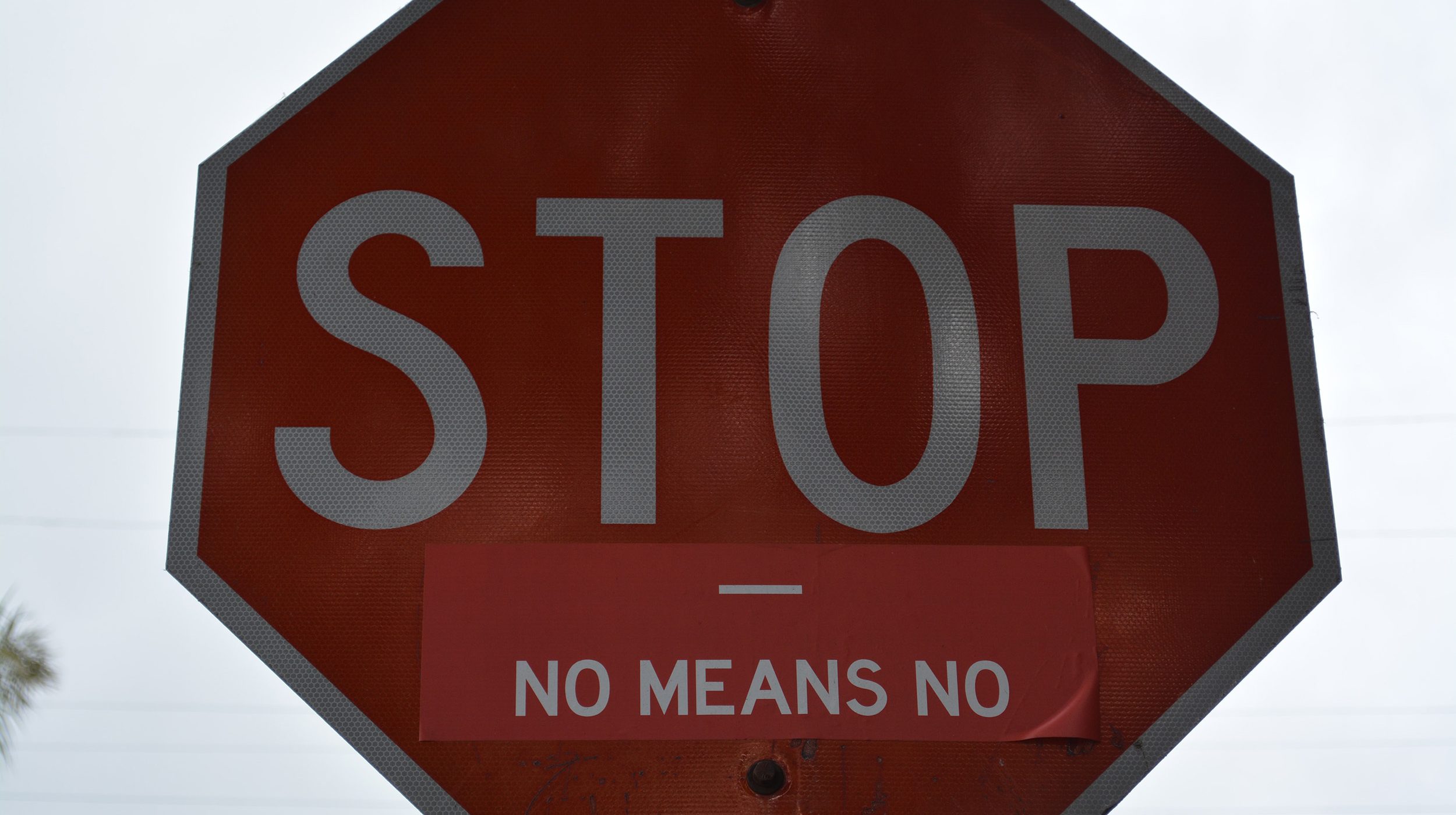 stop sign with additional label that reads 'No means no' (link to file)