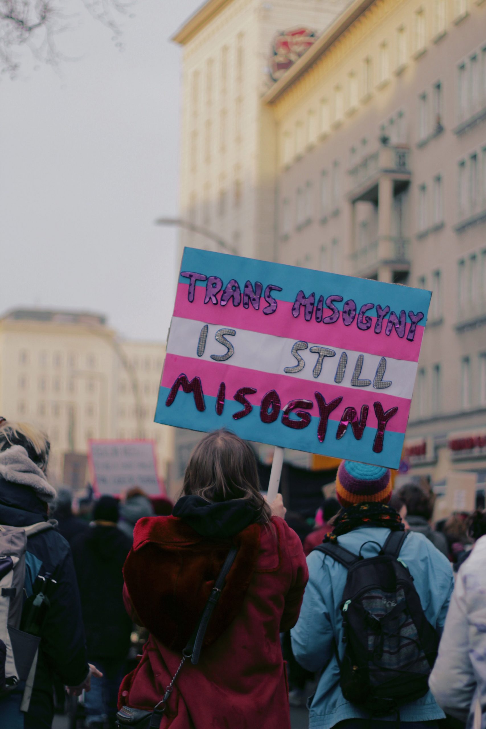 sign that reads 'Trans misogyny is still misogyny' (link to file)