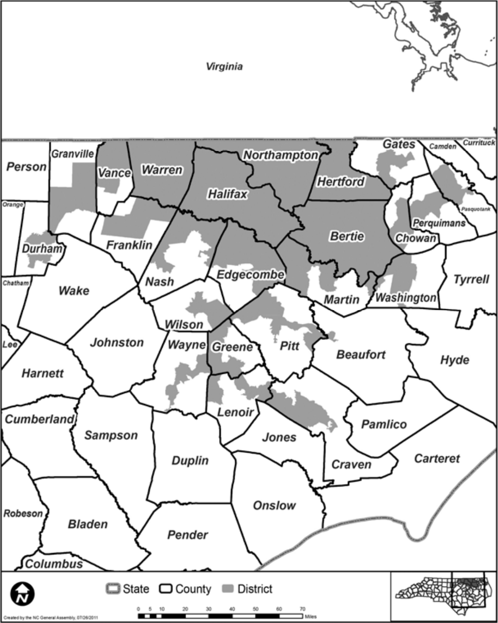 Line drawing district map of congressional district 1