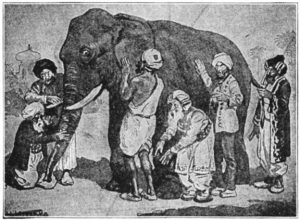 6 blind individuals around an elephant.