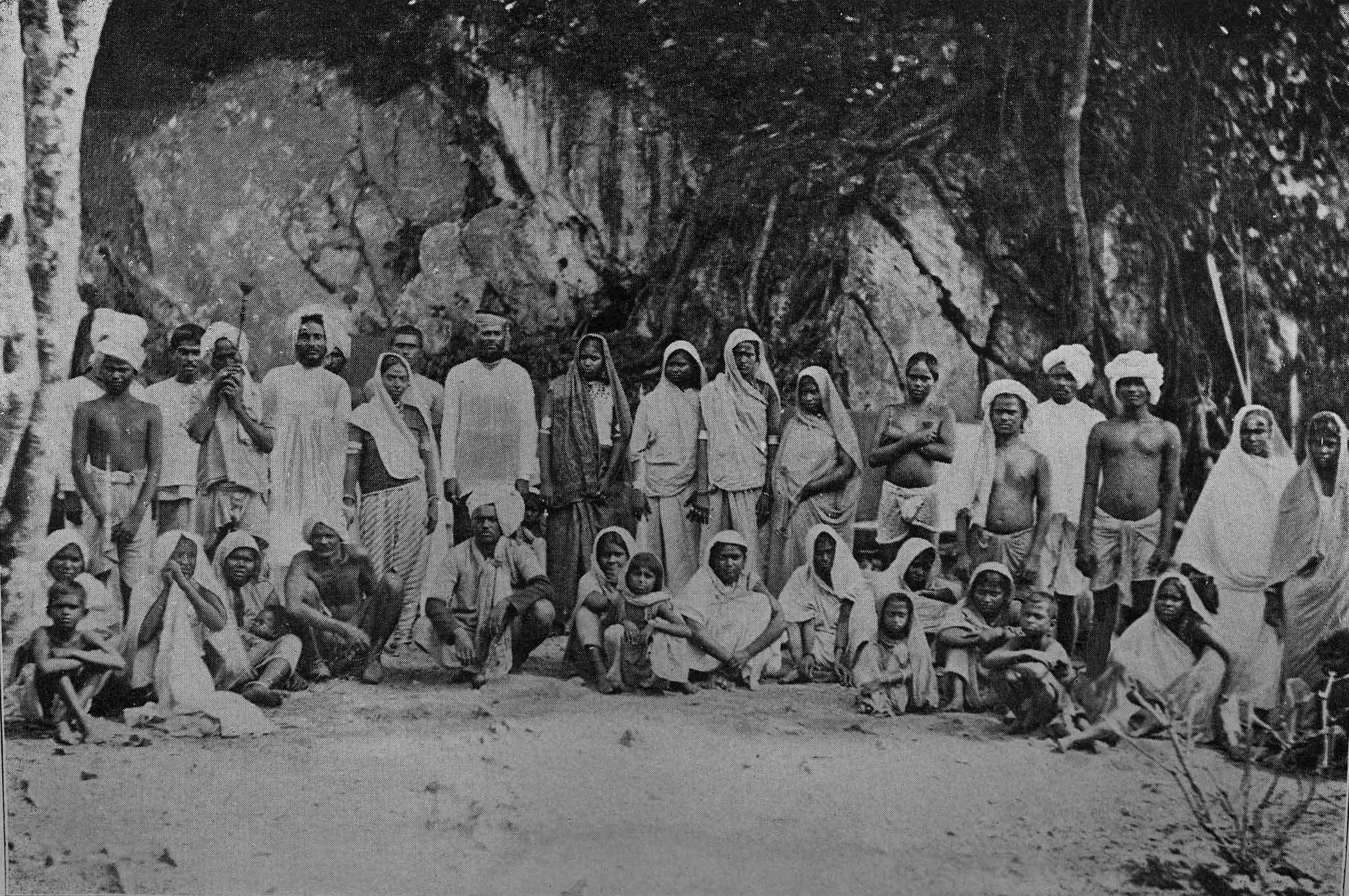 A photograph of newly arrived Indian coolies in Trinidad, circa 1897.​