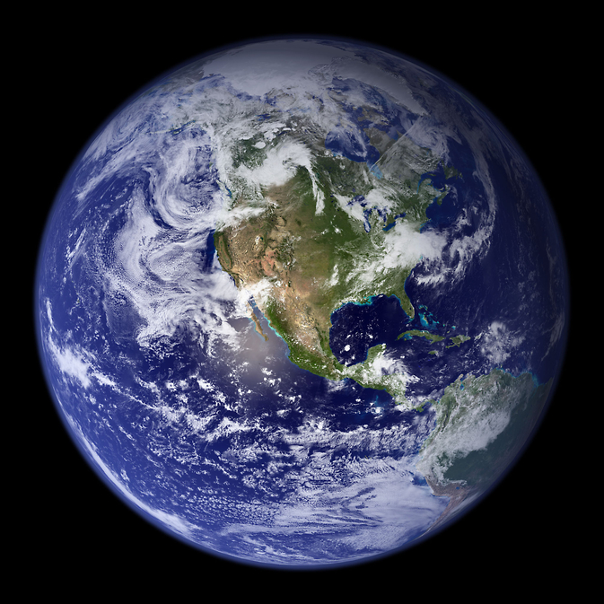 A picture of Earth from space.