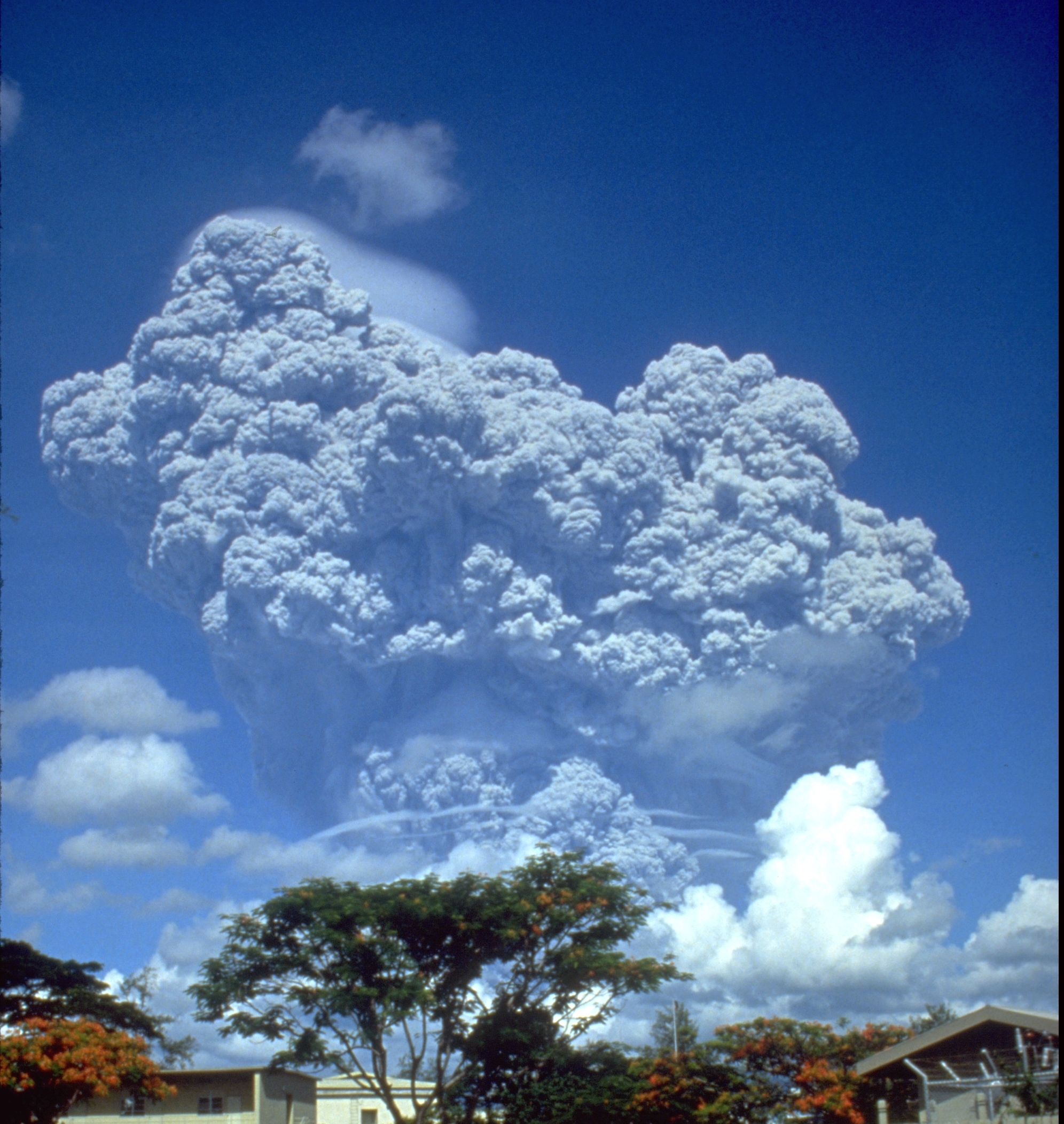 Photograph of ash plume from Pinatubo volcanic eruption.