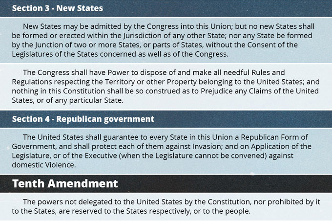 Key U.S. Constitution Provisions Concerning States