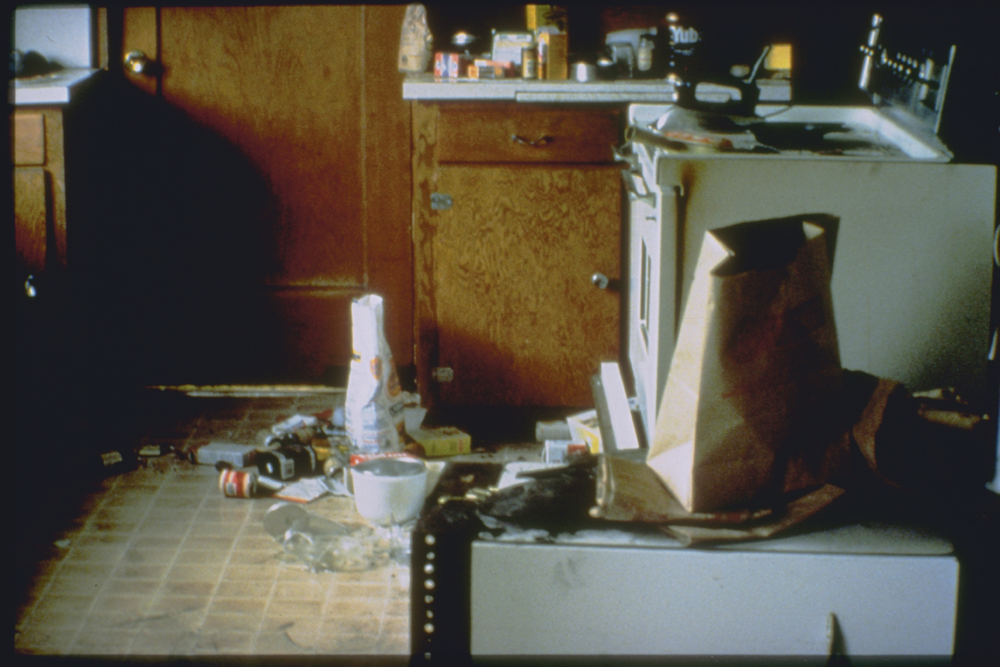 Damage to contents of the kitchen in a residence in Petrolia, California, as a result of the 1992 Cape Mendocino Earthquake.